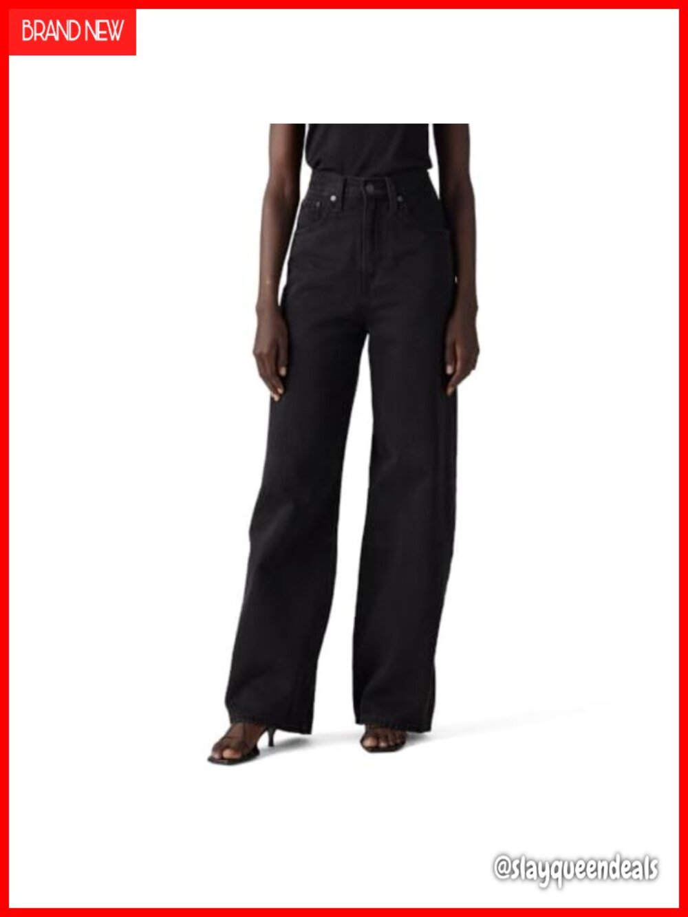 High Rise Cinch Baggy Straight Leg Jeans Non-Stretch Loose Fit